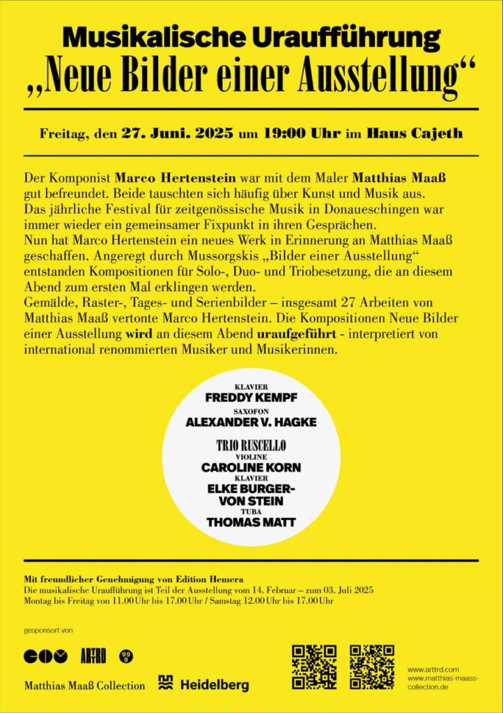 Rückseite des Plakats mit der Ankündigung der Veranstaltung. Das Plakat hat einen gelben Hintergrund.